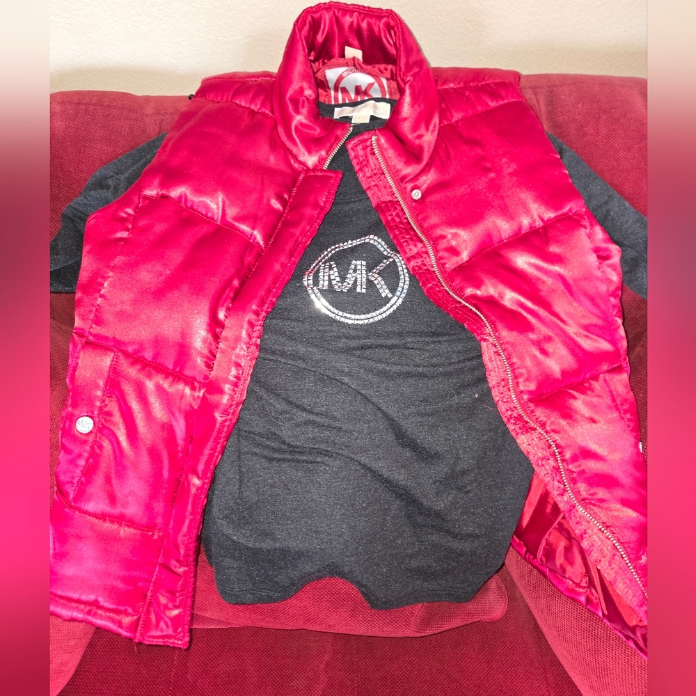 Michael Kors Kids' Charcoal Long Sleeve Tee and Red Vest